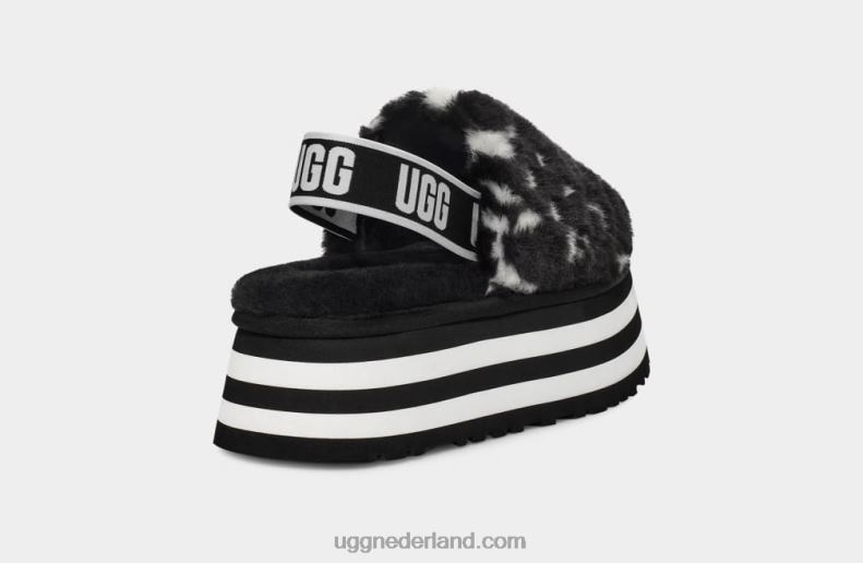 vrouwen zwart wit UGG disco checks glijbaan 686ZP51