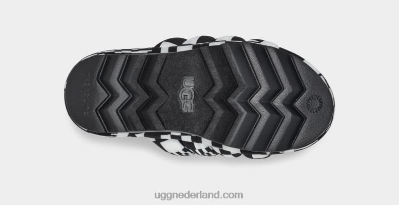 vrouwen zwart wit UGG maxi checks glijbaan 686ZP59